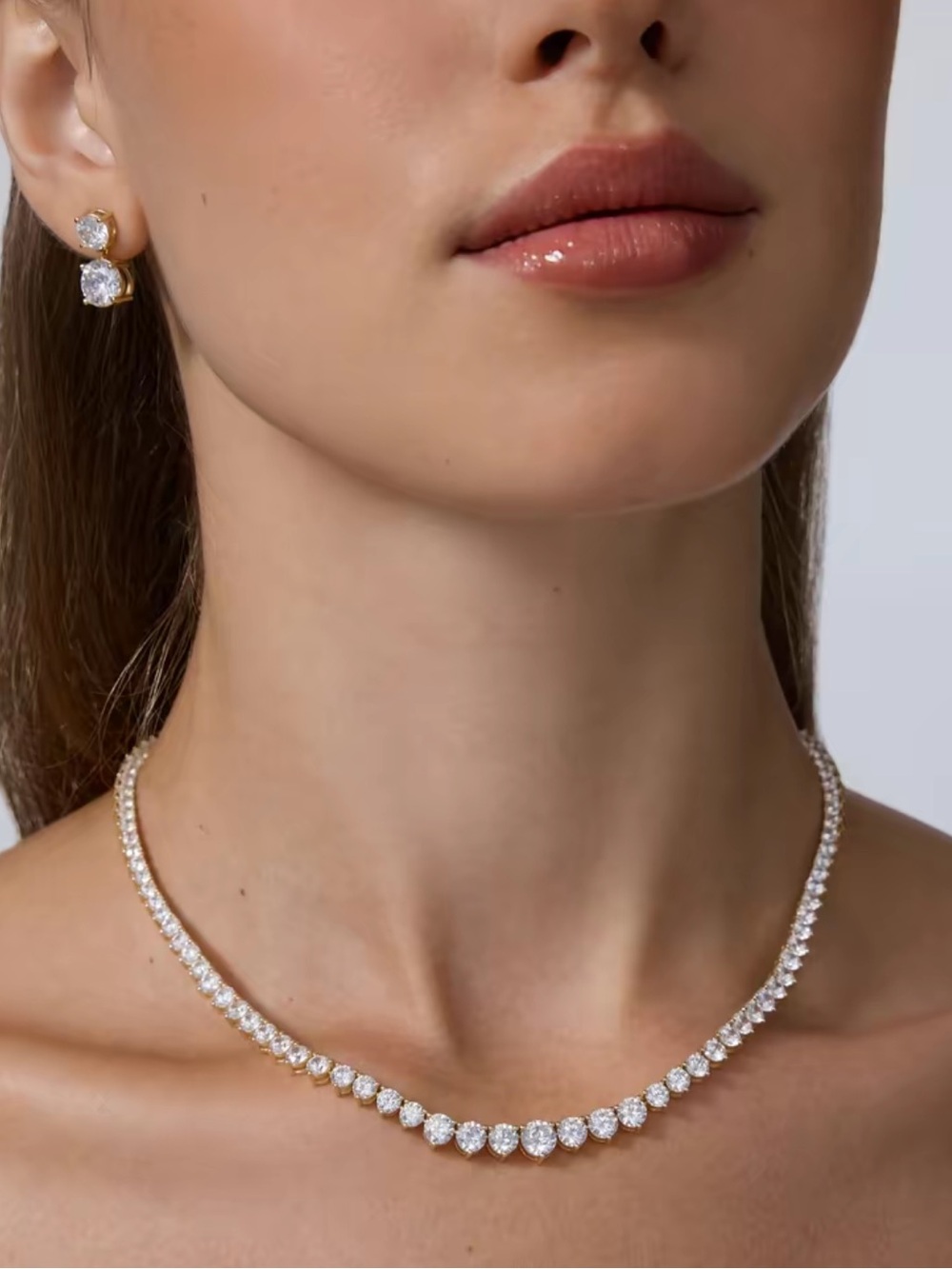 PAVOI | 14K Gold Plated Bridal Tennis Necklace - Picture 4 of 6